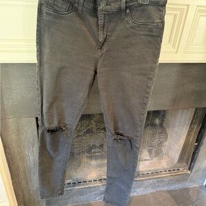 Hudson Nico Mid Rise Super Skinny Jeans- Faded black/gray color-Destructed
